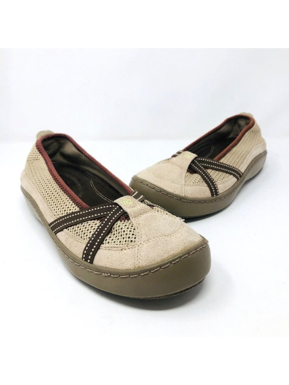 Terrasoles Shoes Womens 9 Echo Crossband Ballerina Beige Chino Flats Activewear